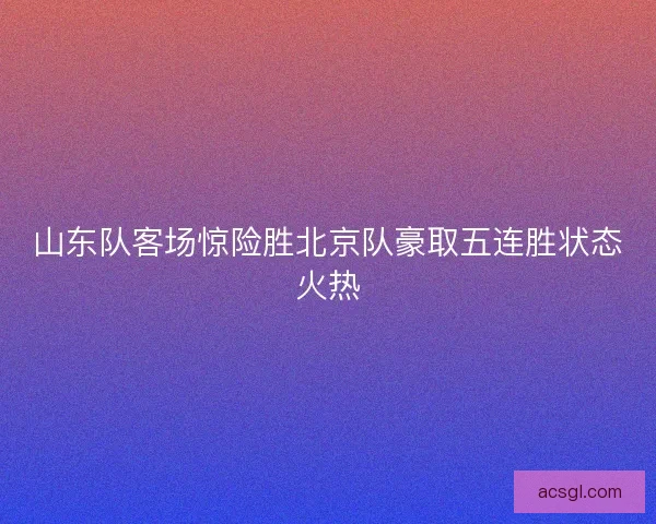 山东队客场惊险胜北京队豪取五连胜状态火热