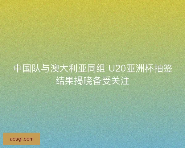 中国队与澳大利亚同组 U20亚洲杯抽签结果揭晓备受关注